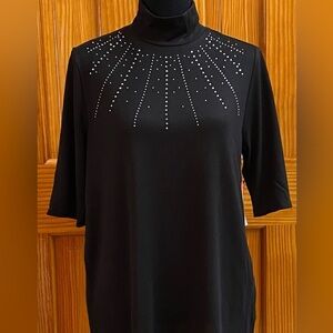 NWT Women's Simply Scarlett Top Black Rhinestones Size Large